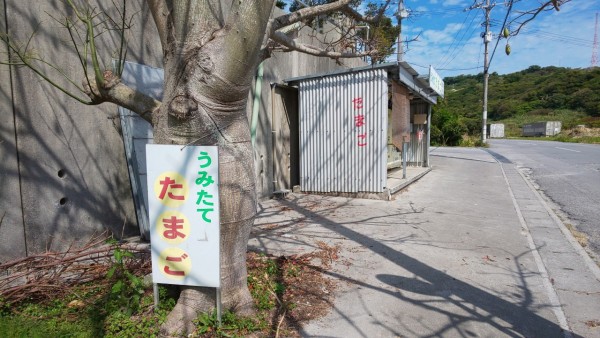 卵の自動販売機看板